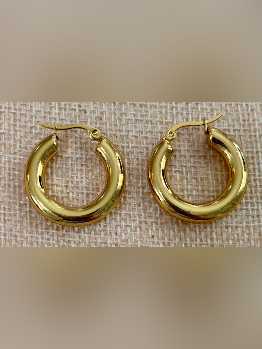 NEW Marlyn Schiff Gold Plated Hoop Chunky Huggie Earrings